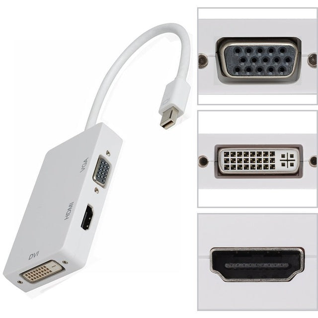 Mini DisplayPort (3 in 1) Thunderbolt to HDMI/DVI/VGA Display Port Cable Adapter
