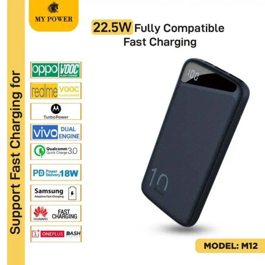 My Power M12 10000mAh Fast Charging Power Bank Ð 22My Power5W + PD