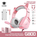 Plextone G800 Pink Cute Gaming Headphone With Mic Cat Ear