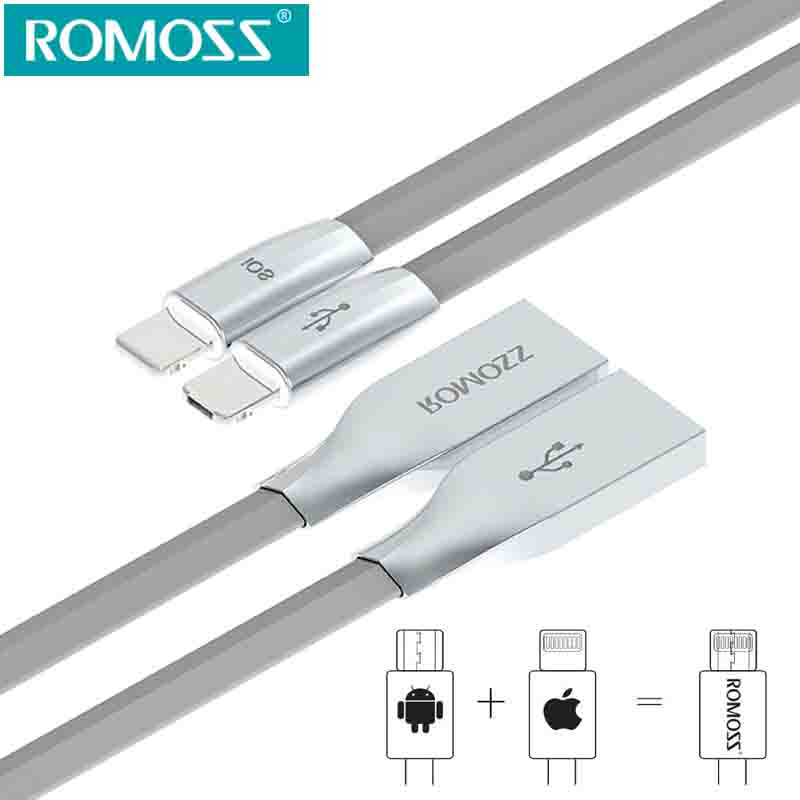 Romoss Cb22c Gemini Data Sync and USB Charging Cable for 2in1 Micro USB Cable for Android and iOS