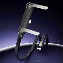 30W Braided Cable with Built-in Phone Stand T-Shaped Durable USB-C to Lightning Charging Cord with Foldable Holder | 00003