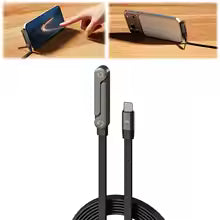 30W Braided Cable with Built-in Phone Stand T-Shaped Durable USB-C to Lightning Charging Cord with Foldable Holder | 00003