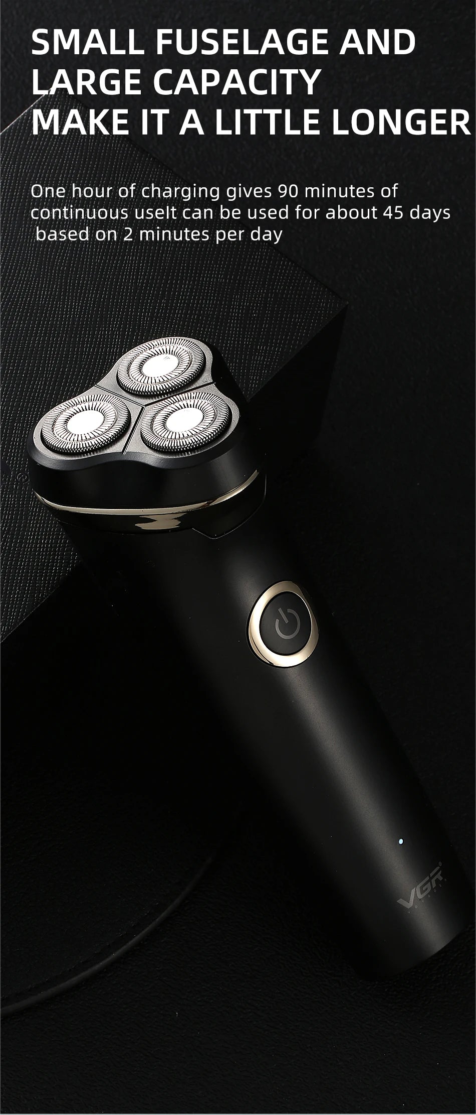 VGr Magnetic Suction Three Head Shaver Men’s Shaver Rechargeable Beard Trimmer V-319 Machines Hair Clipper Trimmer Electric