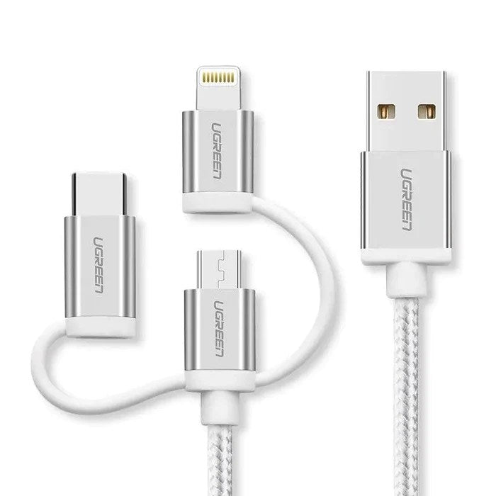 UGREEN 3-in-1 USB to Micro USB / Type C / MFI Lighting Multifunction Cable with Braid 1.5m