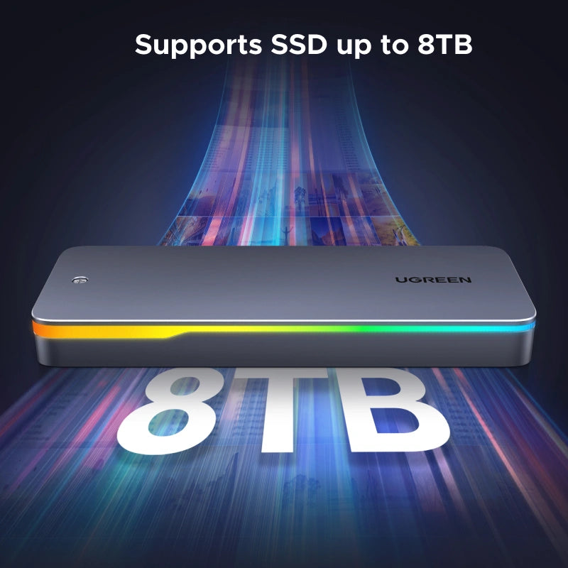 UGREEN 20Gbps M.2 NVMe RGB Lighting Aluminum Alloy Enclosure – CM777 – 25665 – 1 Year Warranty