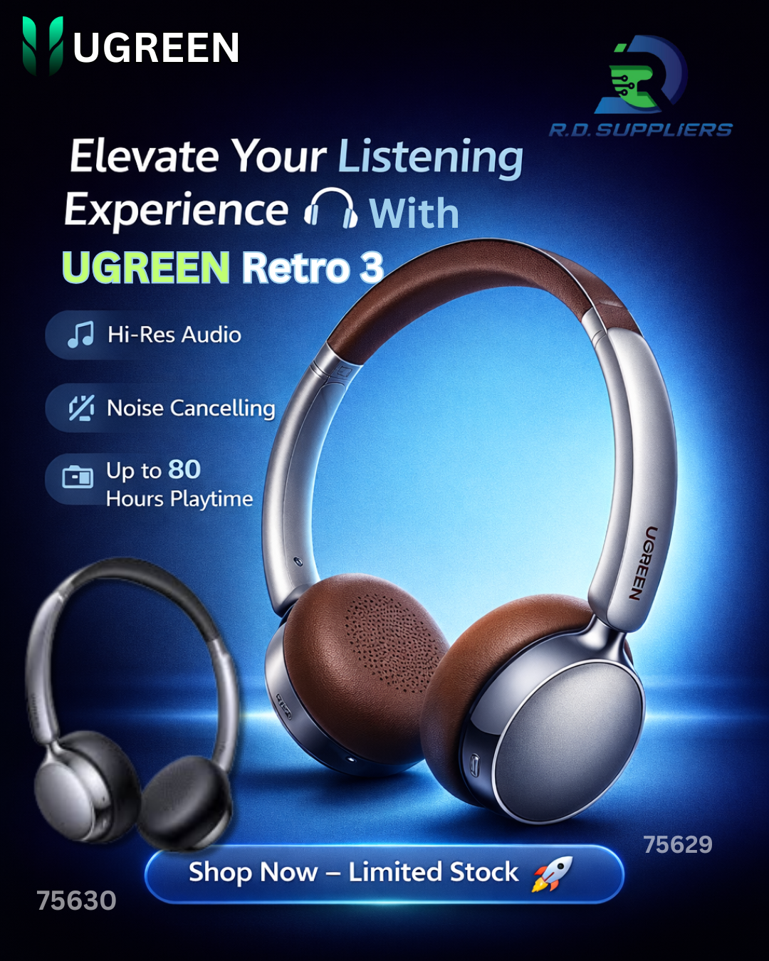 UGREEN Studio Plus HP207 Wireless Headphones | 75629