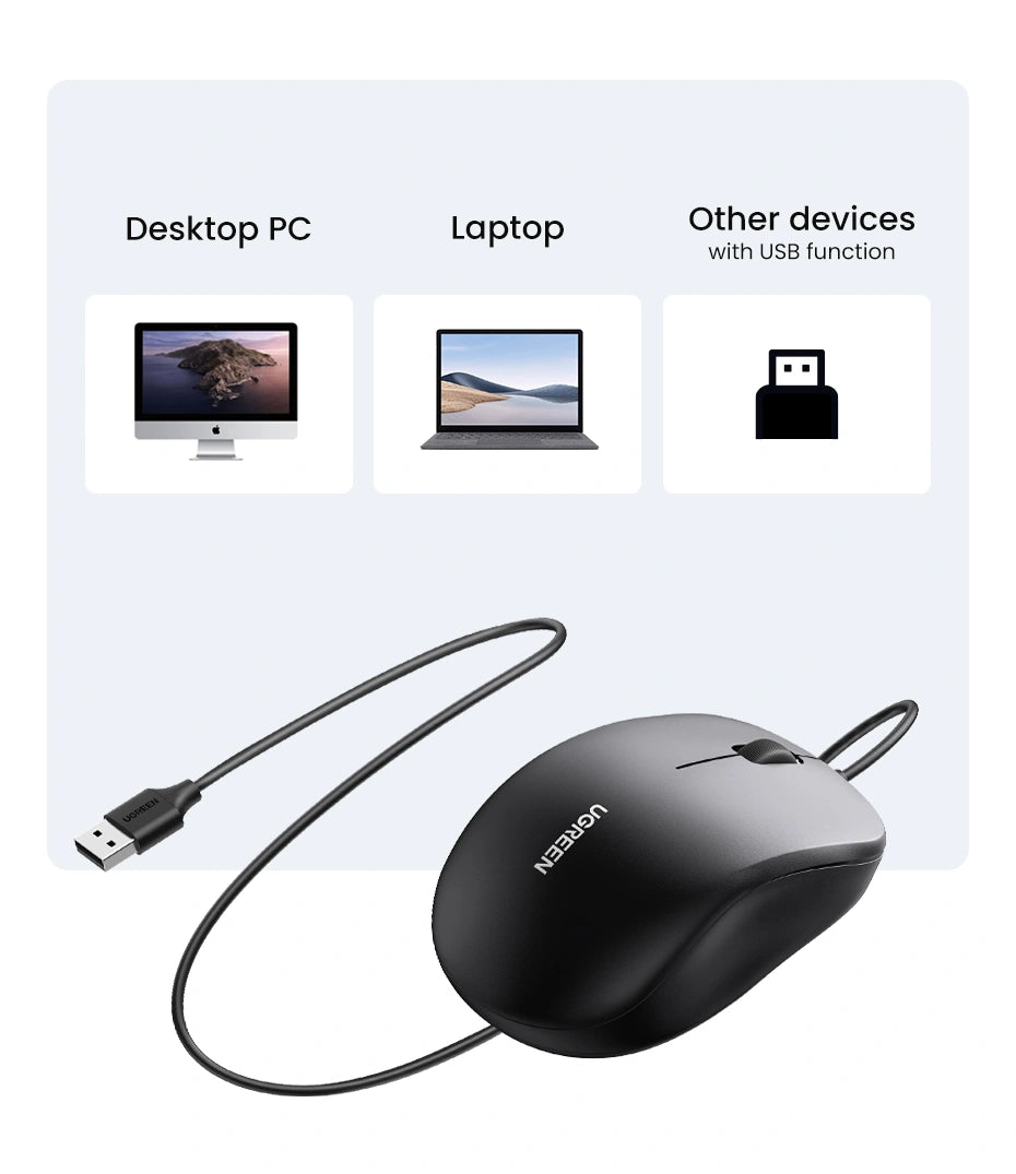 UGREEN Wired Mouse – MU007 – 90789 – 1 Year Warranty