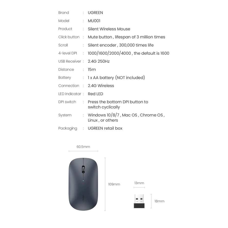 Ugreen MU001 Portable Wireless Mouse