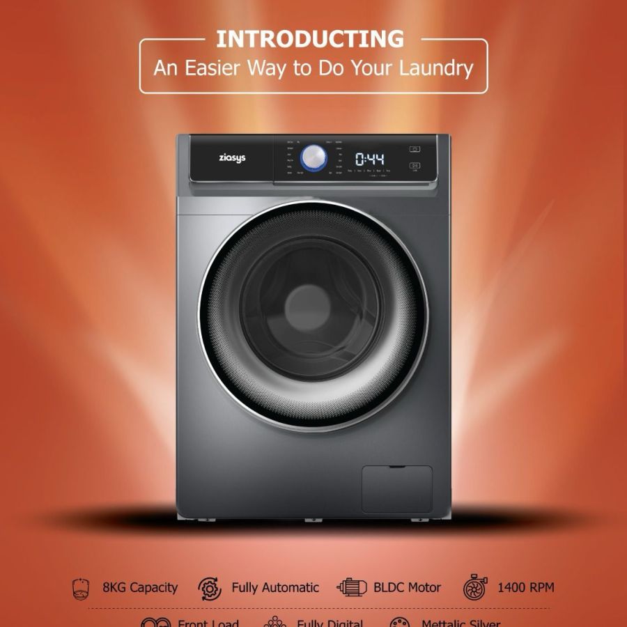 Ziasys 8KG Front Load Washing Machine – Smart Wash, Elegant Look