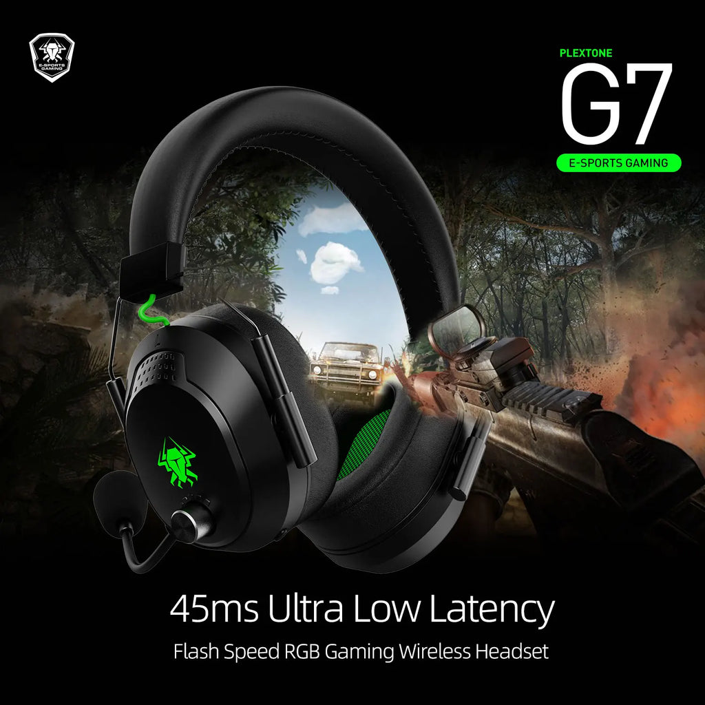 PLEXTONE G7 Gaming Earphones RGB Surround Sound 50mm Drivers ENC Detachable Mic for Mobile Phone,IOS,PC,Switch