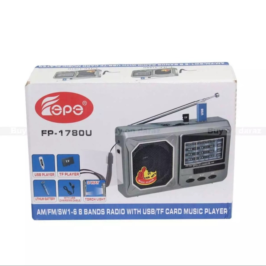Fp-1781U Am/Fm/Sw 1-6 8Bands Radio With Usb/Tf Card Music Player