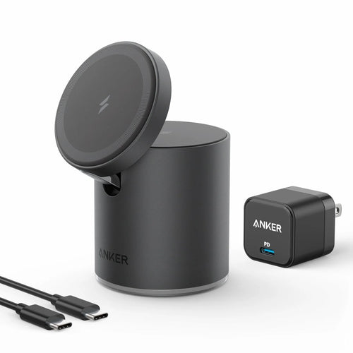 Anker Magnetic Wireless Charger, 623 MagGo 2-in-1 Charging Station with 20W USB-C Charger, for iPhone 15 series/14/14 Pro/14 Pro Max/13/13 Pro Max, AirPods Pro