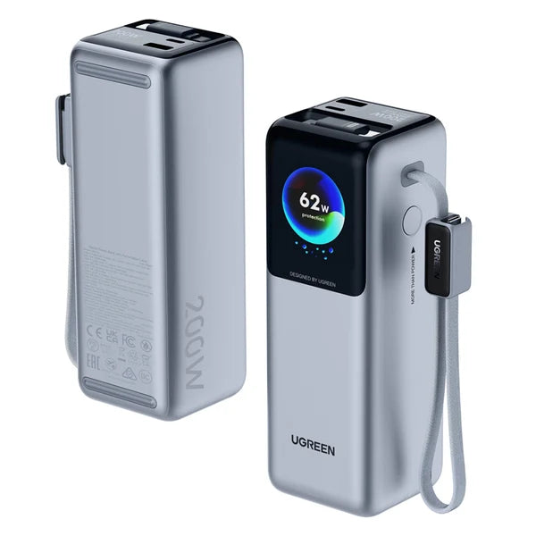 UGREEN PB728 External Battery (75702B), 25000mAh, 200W, QC + PD, 1 x USB-A - 3 x USB-C, Gray