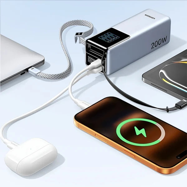 UGREEN PB728 External Battery (75702B), 25000mAh, 200W, QC + PD, 1 x USB-A - 3 x USB-C, Gray
