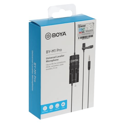 BOYA by-M1 Pro Lapel Microphone, Clip-on Lavalier Mic for iPhone Adroid Smartphones, DSLR Camera Camcorders, Audio Recorders, PC Laptop Recording