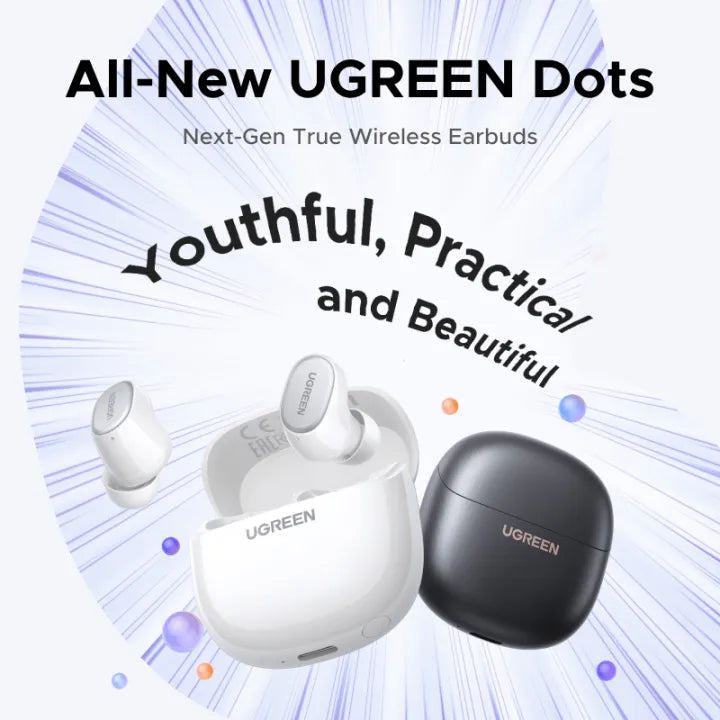 UGREEN Dots Earphone Bluetooth 6.0 AI Call Noise Cancellation 35H | 75628