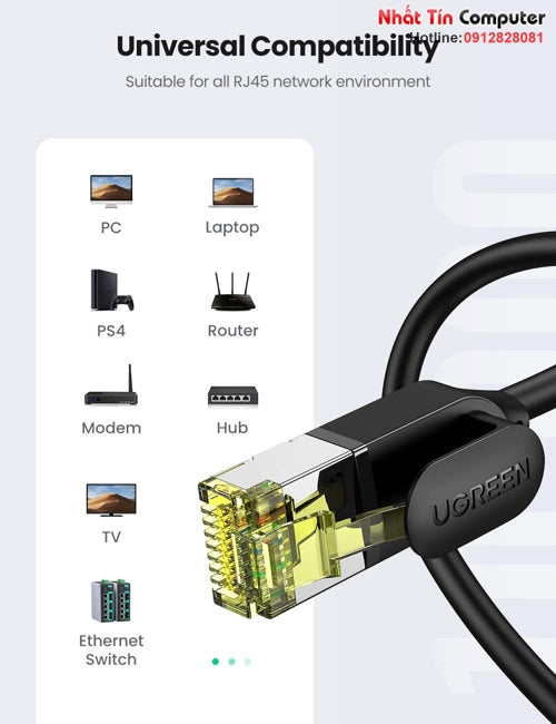 UGREEN Cat7 Ultra Slim network cable 1M long 10Gbps bandwidth 600MHZ premium