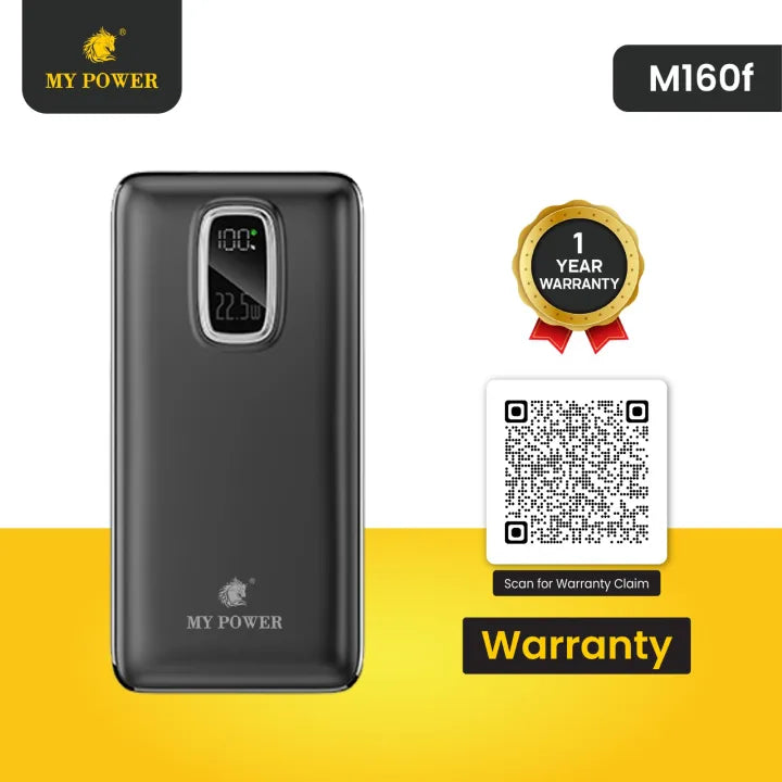 Mypower 10000mah fast charging Powerbank | 22.5W Fast Charging | ultra portable powerbank | Attached cable Type-c And Ios| pd charging | M160f