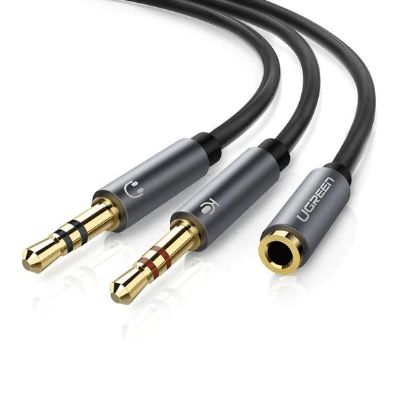 UGREEN-AV140 3.5mm Female To 2 Male Audio Cable ABS Case