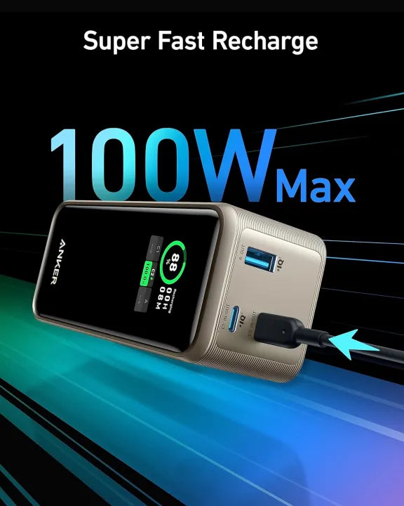 Anker Prime Power Bank, 20,000mAh 200W, TSA-Approved, Smart Display