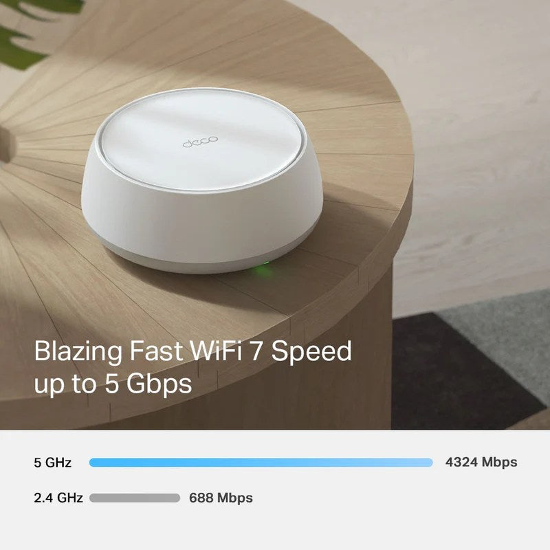 TP-Link Deco 7 BE25 Dual-Band BE5000 WiFi 7 Mesh Wi-Fi Router | 4-Stream, 240 Mhz Channels | Covers up to 2,600 Sq.Ft | 2X 2.5G Ports Wired Backhaul | VPN, MLO, HomeShield