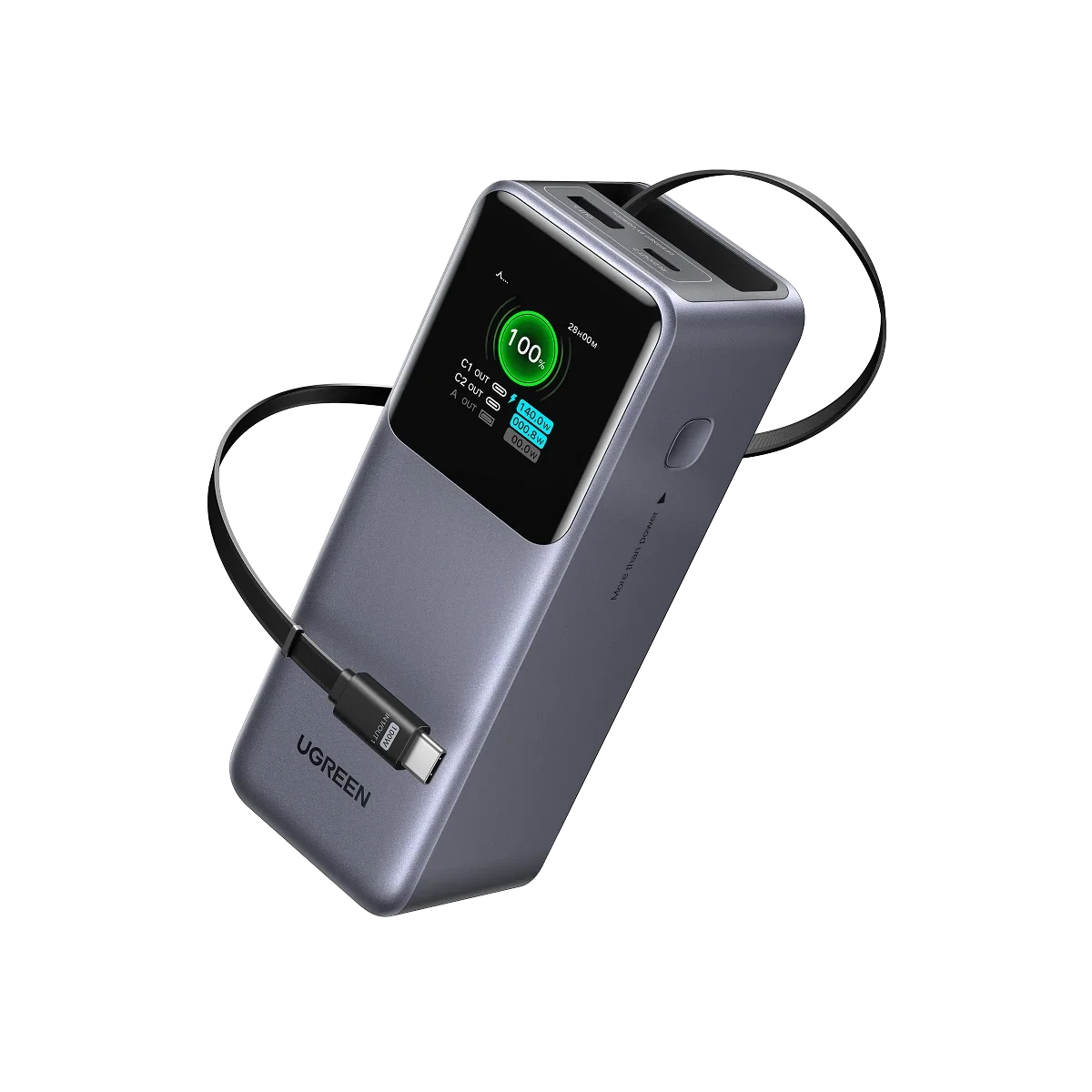 UGREEN Neoxde Pro 165W Power Bank 20000mAh with Built-in Retractable USB C Cable | 95670B