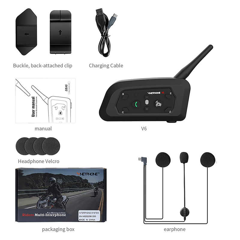 Helmet Bluetooth / Intercom Easy Setup Waterproof