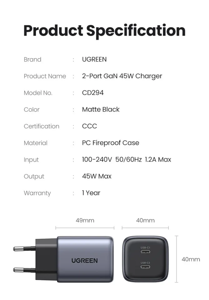 UGREEN Nexode 45W Charger-90573