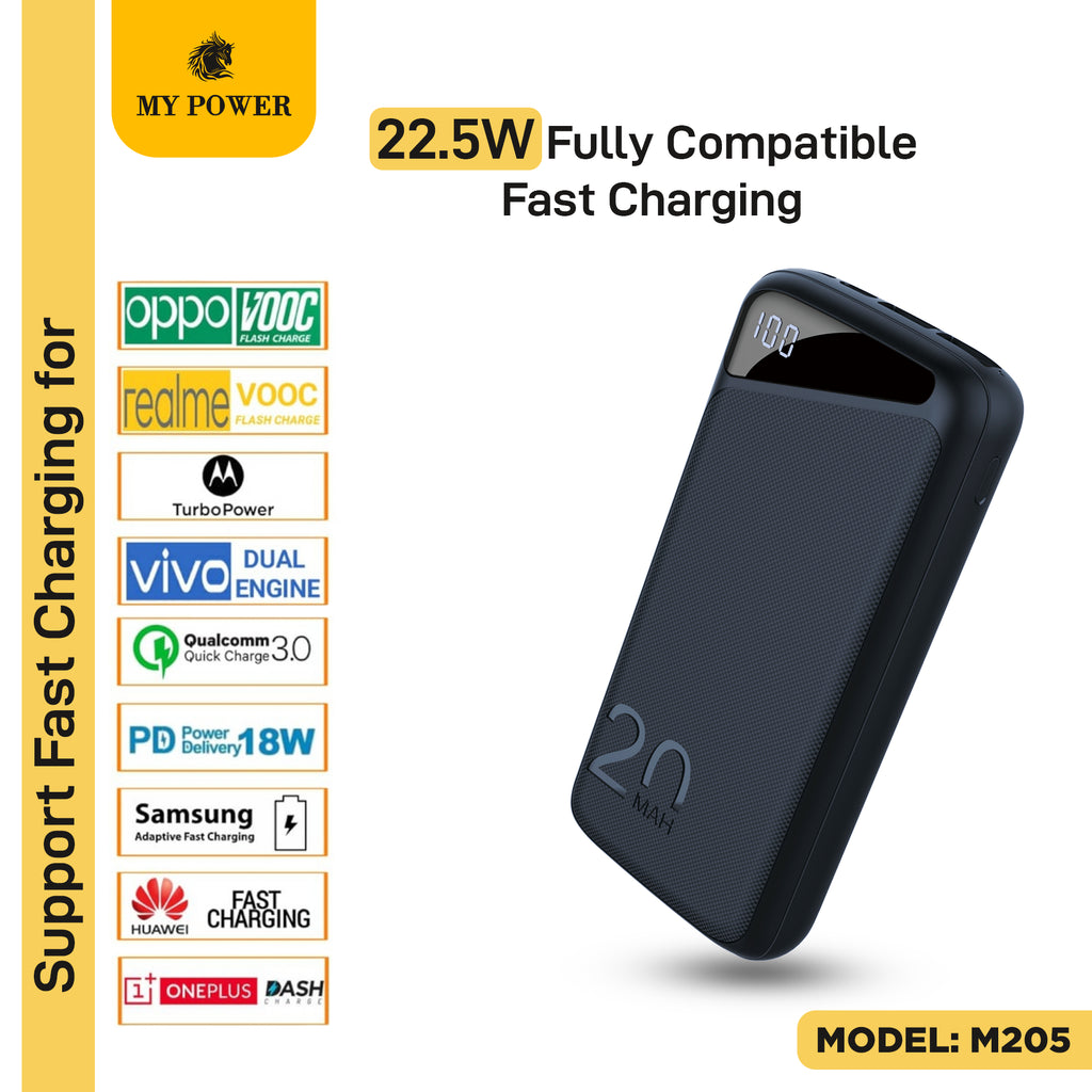 My Power M205 Fast Charging 22.5w fully compatible 20000mah power bank