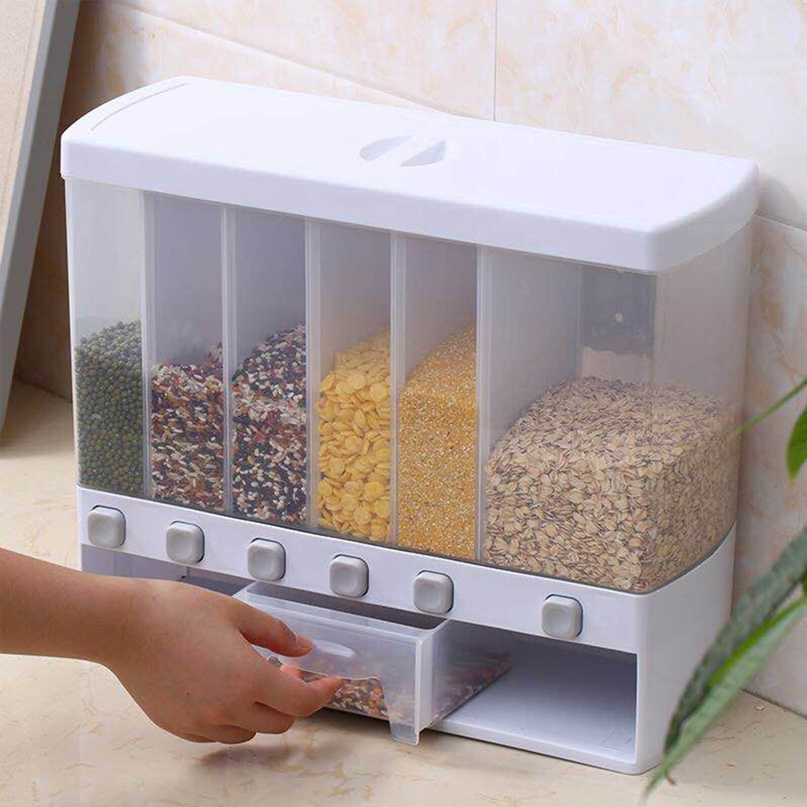 Multiple Dispenser for Cereals, Grain and Pulses । Wall Mounted Food Dispenser । Kitchen Organizer For Beans
