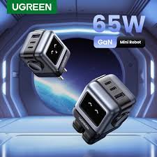 UGREEN 65W Robot Nexode 3-Port Robot GaN Charger for MacBook Pro, iPhone 15 Series, Galaxy S24/S23, Pixel