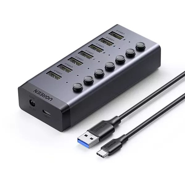 UGREEN 7-Port USB 3.0 Hub with USB-B to USB 3.0 Male Cable