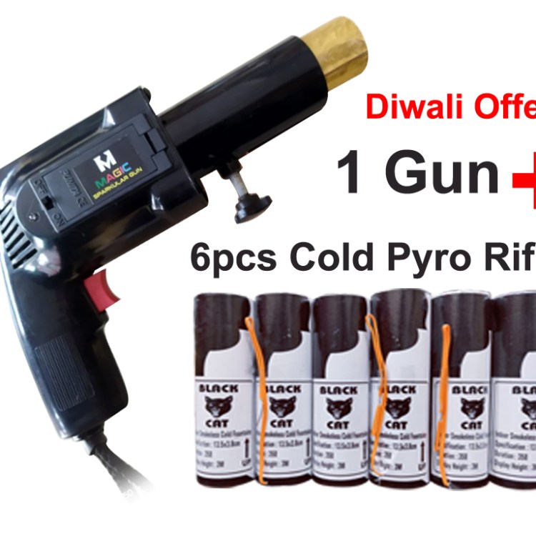 Cold Pyro Gun, Fire Gun For Party with 6 Cold Pyro Rifil