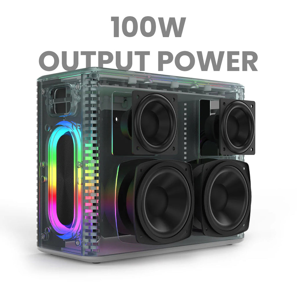 HiFuture MusicBox | TWS Function Karaoke And Bluetooth Speaker | 100W Output | Dual Mic | Built-In-Battery & Powerbank | RGB Lighting | Portable Design