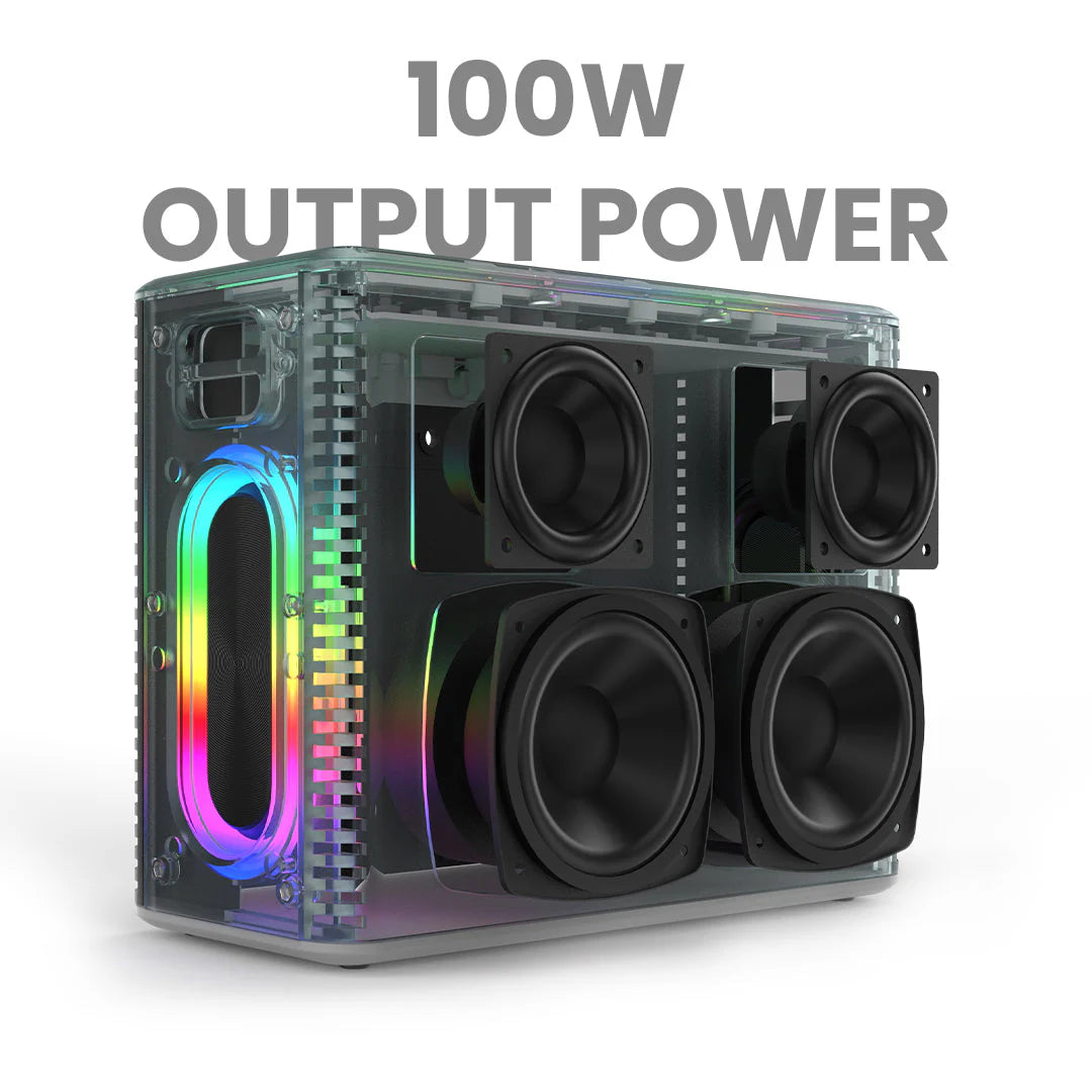 HiFuture MusicBox | TWS Function Karaoke And Bluetooth Speaker | 100W Output | Dual Mic | Built-In-Battery & Powerbank | RGB Lighting | Portable Design