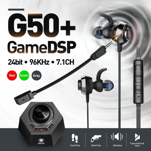 PLEXTONE G50 Super Gaming Earphones QUAKE Vibration Game DSP Stereo 24bit 96KHz PC Headphones with Detachable Long Mic Headset Noise Reduction Compatible with GAMING PC MOBILE
