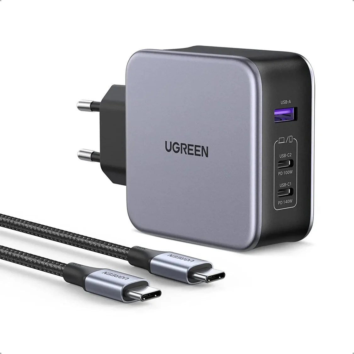 UGREEN 140W Nexode(EU) 3-Port USB C GaN II Charger Support PD 3.1 USB C Power Supply, GaN Tech Compatible