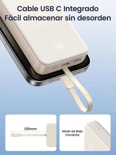UGREEN 20000mAh 22.5W Power Bank Portable Battery with Built-in USB C Cable