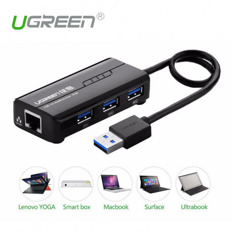 UGREEN USB 3.0 Combo-USB 3.0 Giga Ethernet + 3 ports USB 3.0 Hub