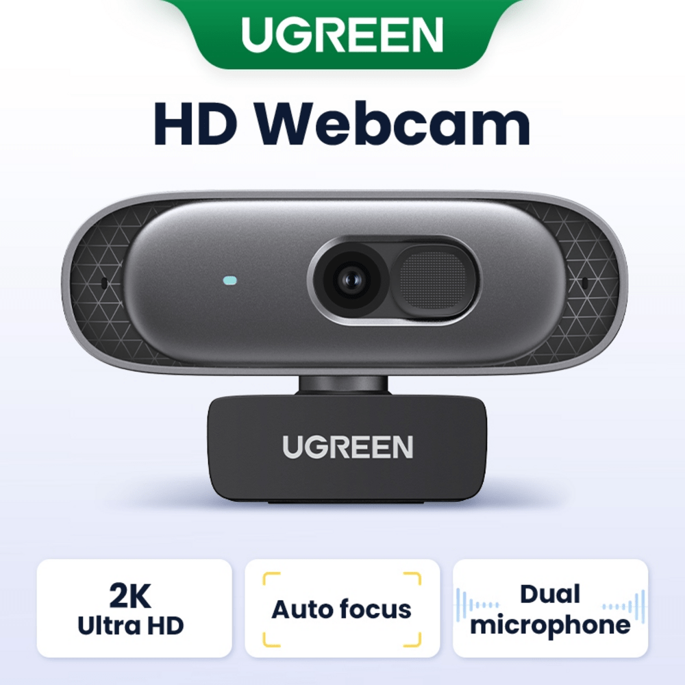UGREEN Webcam 2K Full HD Resolution 1080P 60fps Built in Dual Mic, Auto Focus & Noise Cancelling