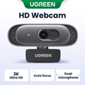 UGREEN Webcam 2K Full HD Resolution 1080P 60fps Built in Dual Mic, Auto Focus & Noise Cancelling
