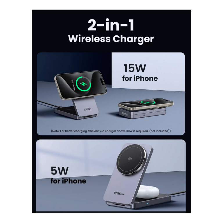Ugreen 45057 2-in-1 Magnetic Wireless Charger