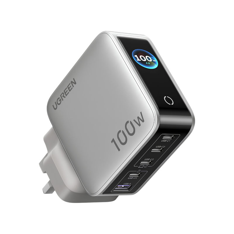 UGREEN 65621B 100W Nexode Pro 5-Port GaN Fast Charger with Smart Display UK X773