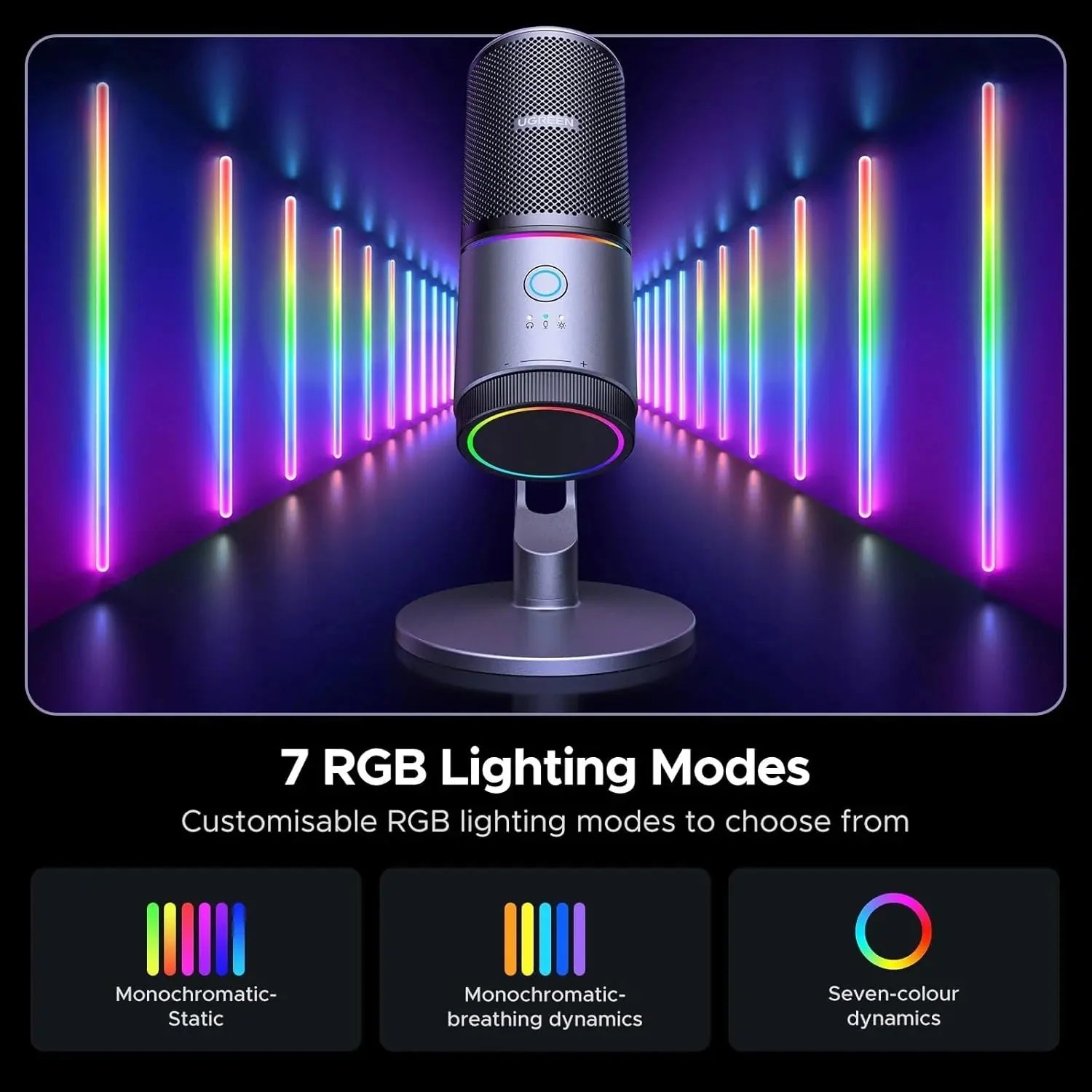 UGREEN CM769 24-bit/96kHz USB RGB Microphone – 35629