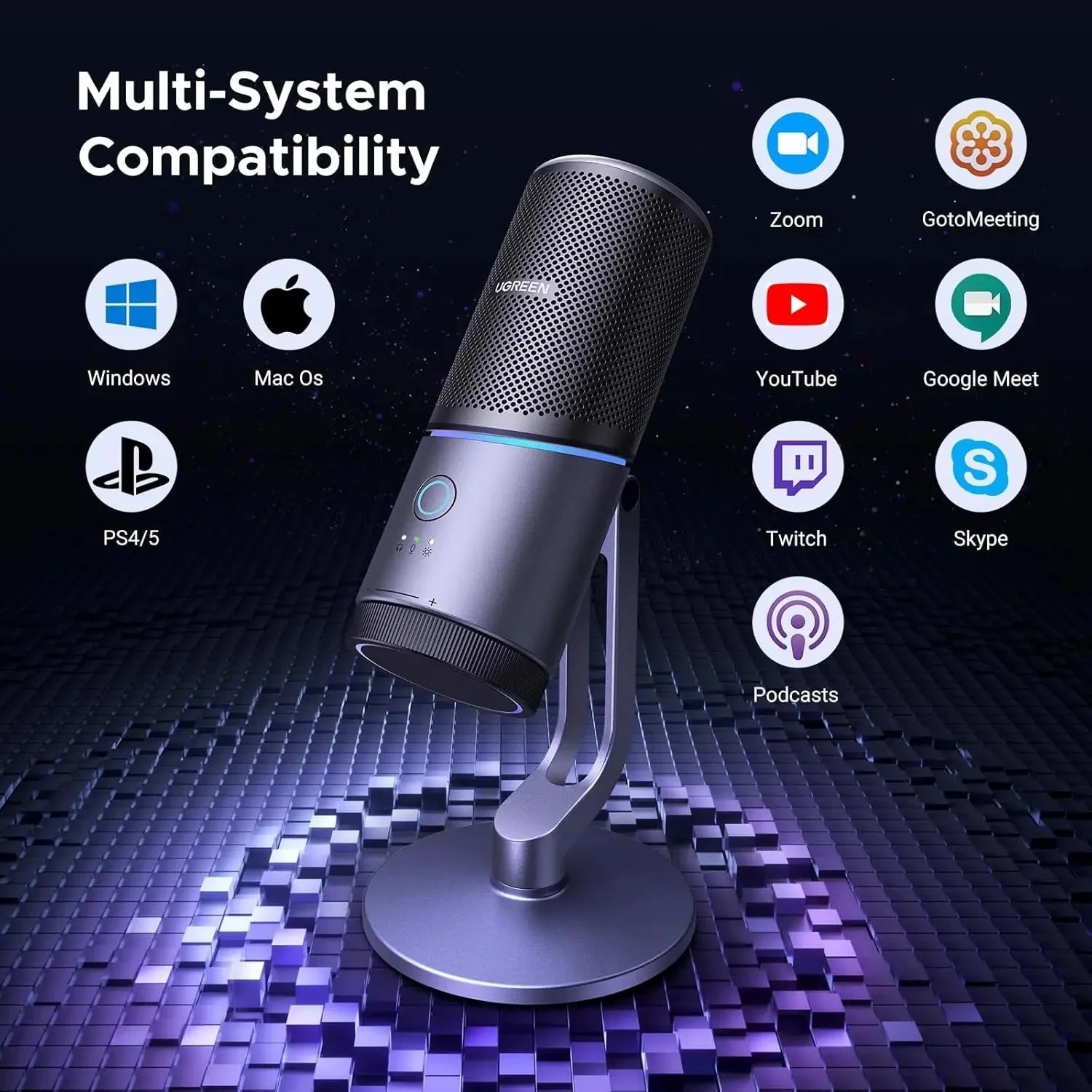 UGREEN CM769 24-bit/96kHz USB RGB Microphone – 35629