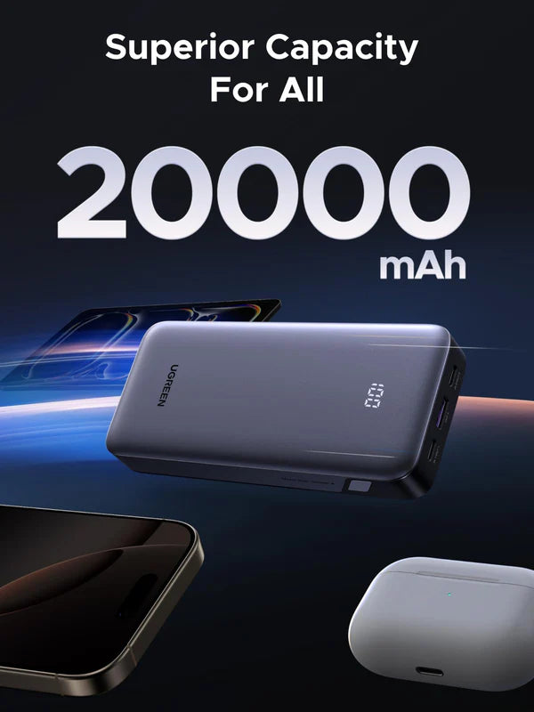 UGREEN Nexode Power Bank 20000mAh 30W with USB C Fast Charging and 3 Ports
