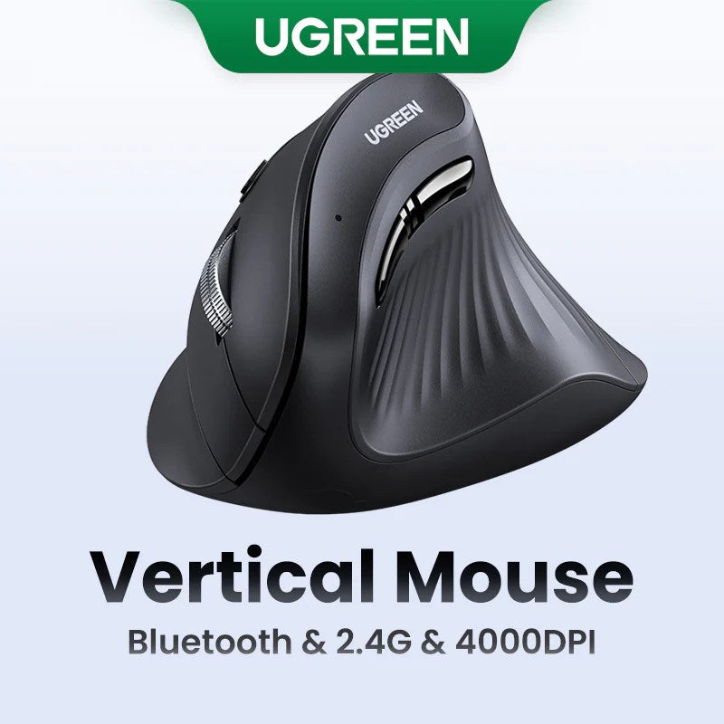 UGREEN Ergonomic Vertical Wireless Mouse, 2.4G/BT, DPI 1000/1600/2000/4000, 5 buttons