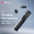ULANZI A21 Wireless Lapel Microphone for iPhone15/16/17/Android, USB C Mini Lapel Microphone with 32khz 24bit, AI Noise Reduction, Ultra-Easy TX Button, 36H Battery for Video Recording, Streaming