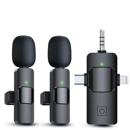 3 in 1 Wireless Lavalier Microphones for iPhone, iPad, Android, Camera, USB-C Microphone